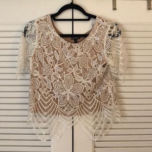NWT EXPRESS Women’s White and nude Lace Top